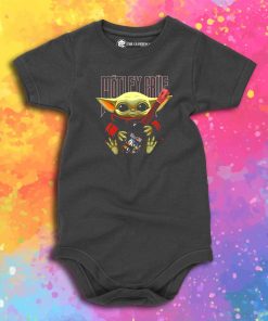 Baby Yoda hug Motley Crue Baby Onesie